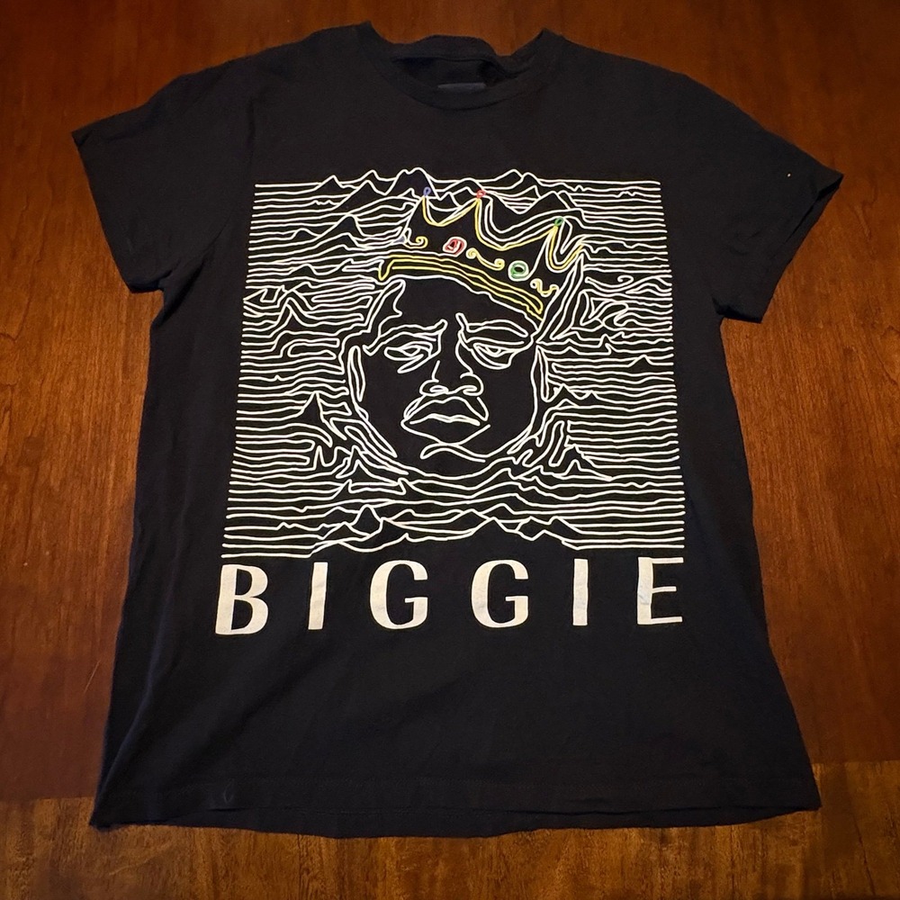 Notorious B.I.G. Biggie Smalls Crown Line Art T-Shirt Small S Black Rap Hip Hop